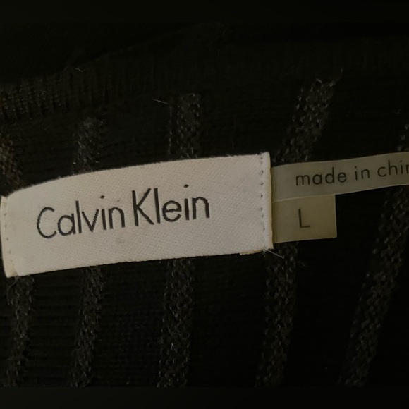 CALVIN KLEIN Long Dress Ladies Sz L Black Sweater ribbedKnit Classic designer NM - Picture 6 of 7